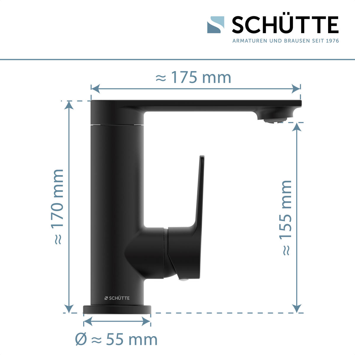 WASCHTISCHARMATUR 32416  - Schwarz, Basics, Metall (5,5/17/17,5cm) - Schütte