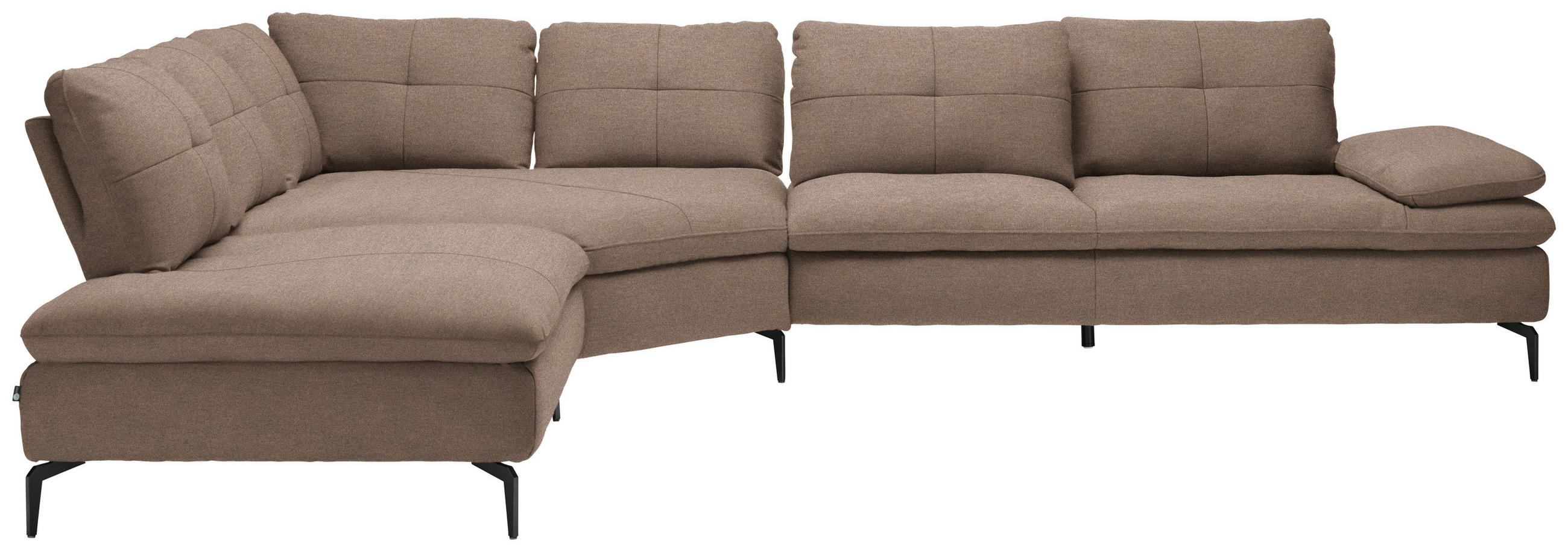 ECKSOFA in Flachgewebe Graubraun  - Graubraun/Schwarz, Design, Textil/Metall (271/344cm) - Chilliano
