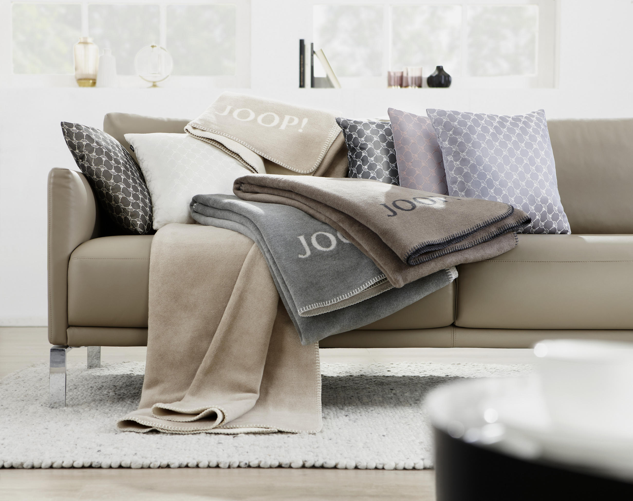 WOHNDECKE Uni Doubleface 150/200 cm  - Sandfarben/Creme, Basics, Textil (150/200cm) - Joop!