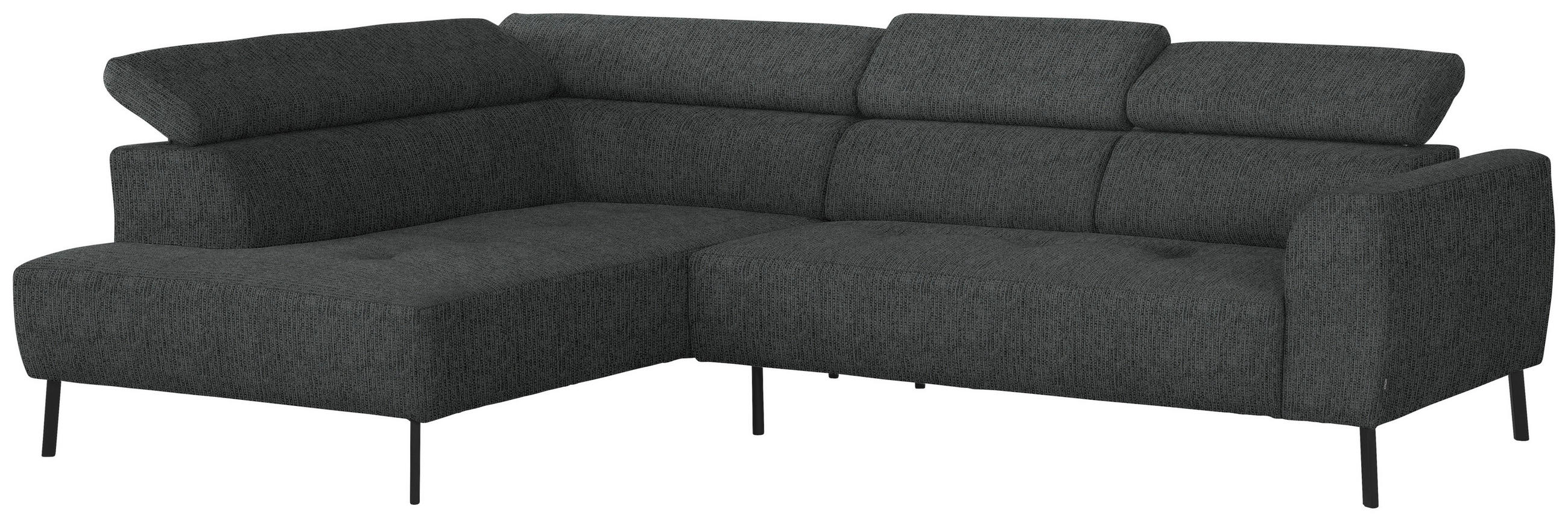 ECKSOFA in Webstoff Anthrazit  205/280 cm  - Anthrazit/Schwarz, Design, Textil/Metall (205/280cm) - Xora