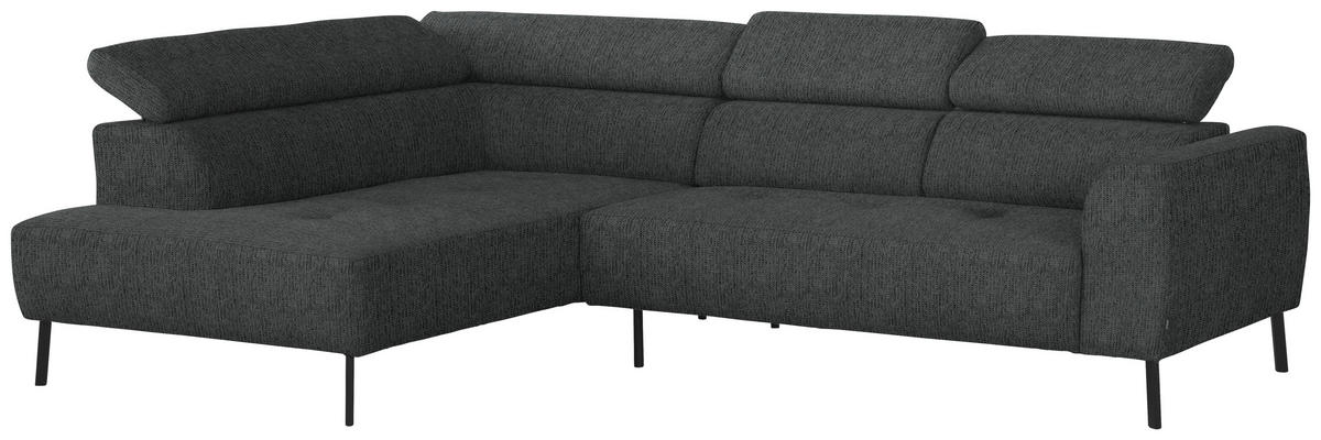 ECKSOFA in Webstoff Anthrazit  - Anthrazit/Schwarz, Design, Textil/Metall (205/280cm) - MID.YOU