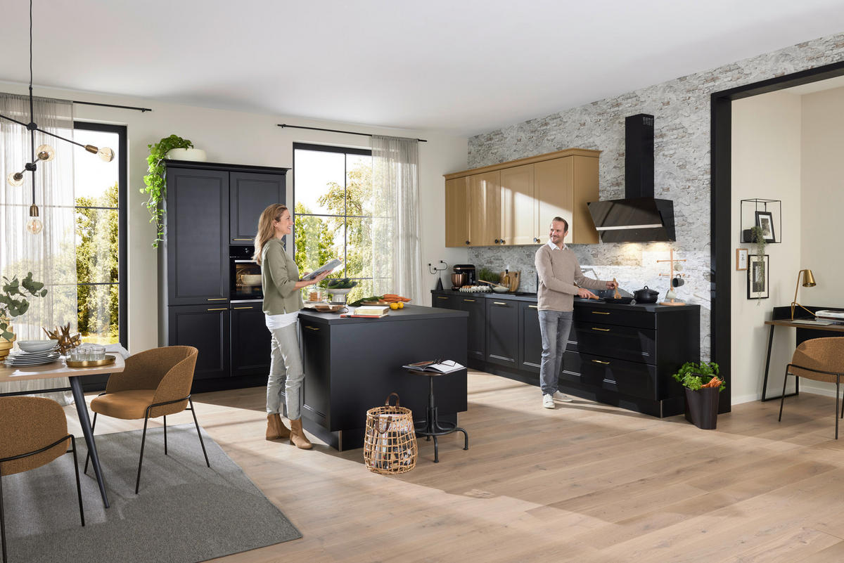 EINBAUKÜCHE WINDSOR LACK  - Schwarz, Design, Holzwerkstoff - Nolte Küchen