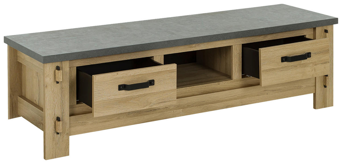 TV-ELEMENT - Eichefarben/Schwarz, MODERN, Holzwerkstoff/Metall (172/49/50cm) - MID.YOU