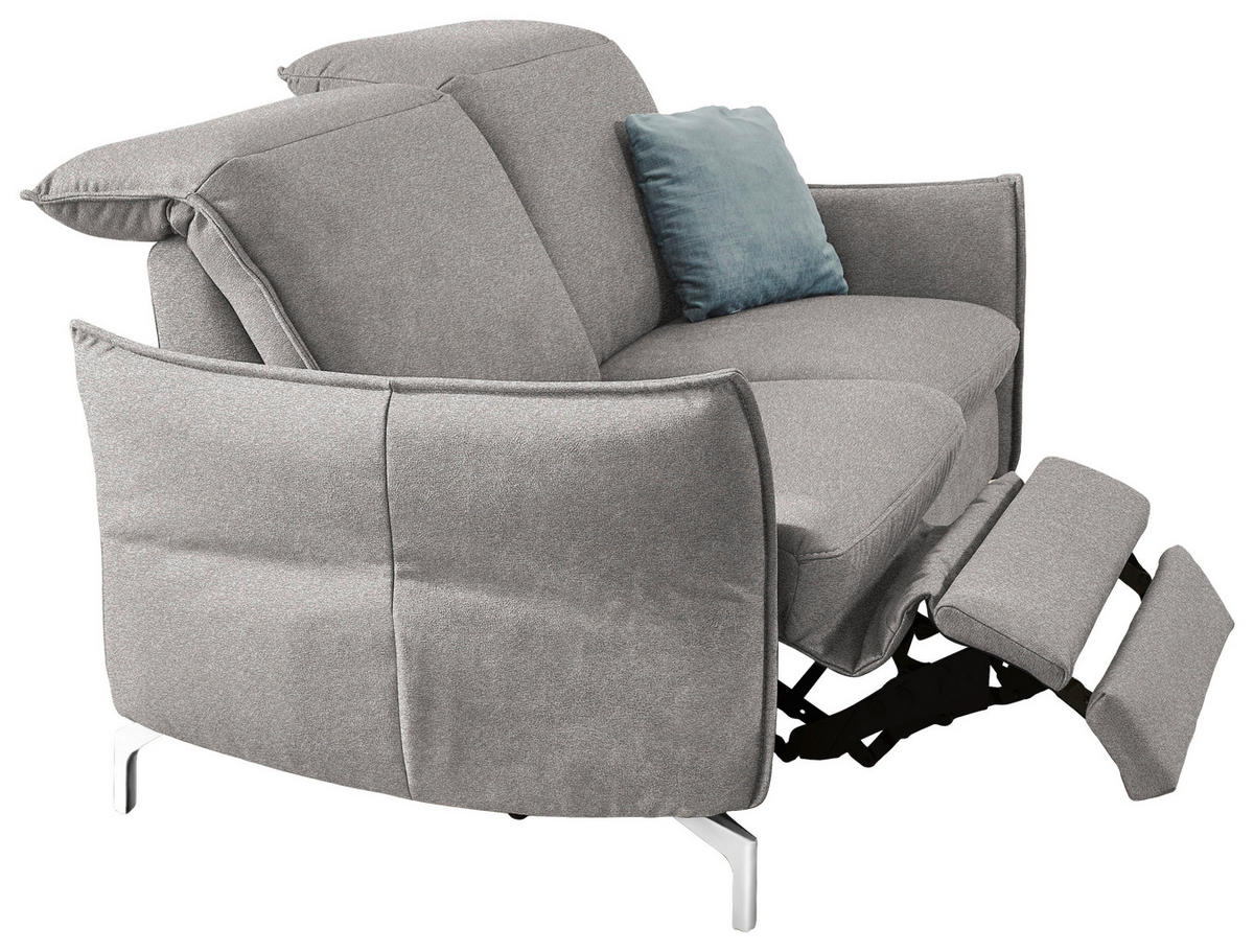 2-SITZER-SOFA in Chenille Grau, Weiss  - Weiss/Schwarz, Modern, Textil/Metall (154/89/109cm) - Livetastic