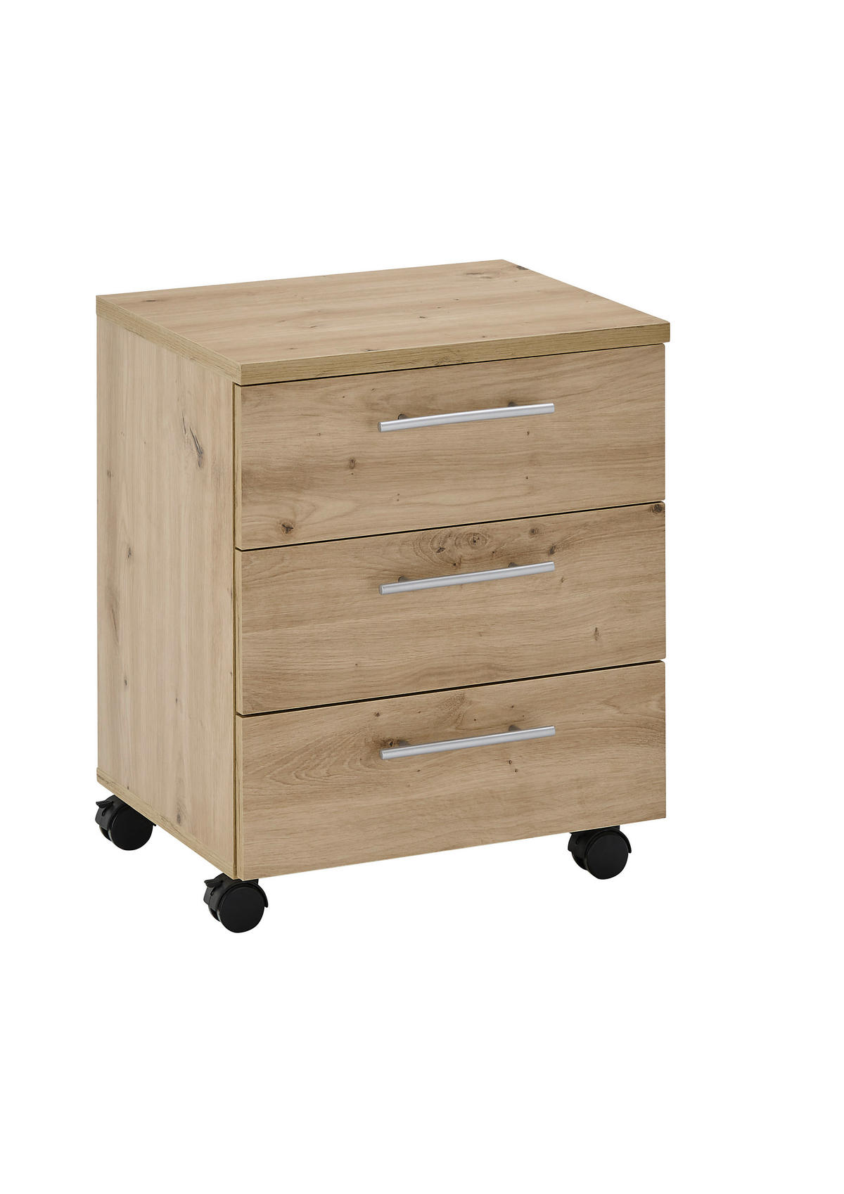 ROLLCONTAINER Eiche Artisan  - Silberfarben/Eiche Artisan, MODERN, Holzwerkstoff/Kunststoff (40/56/39cm) - Carryhome