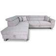 ECKSOFA inkl. Funktionen Hellgrau Cord  - Silberfarben/Hellgrau, Design, Textil/Metall (226/257cm) - Xora