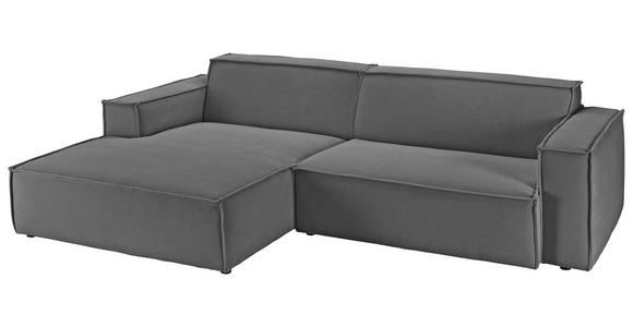 ECKSOFA Anthrazit Feincord  - Anthrazit/Schwarz, KONVENTIONELL, Kunststoff/Textil (168/276cm) - Hom`in