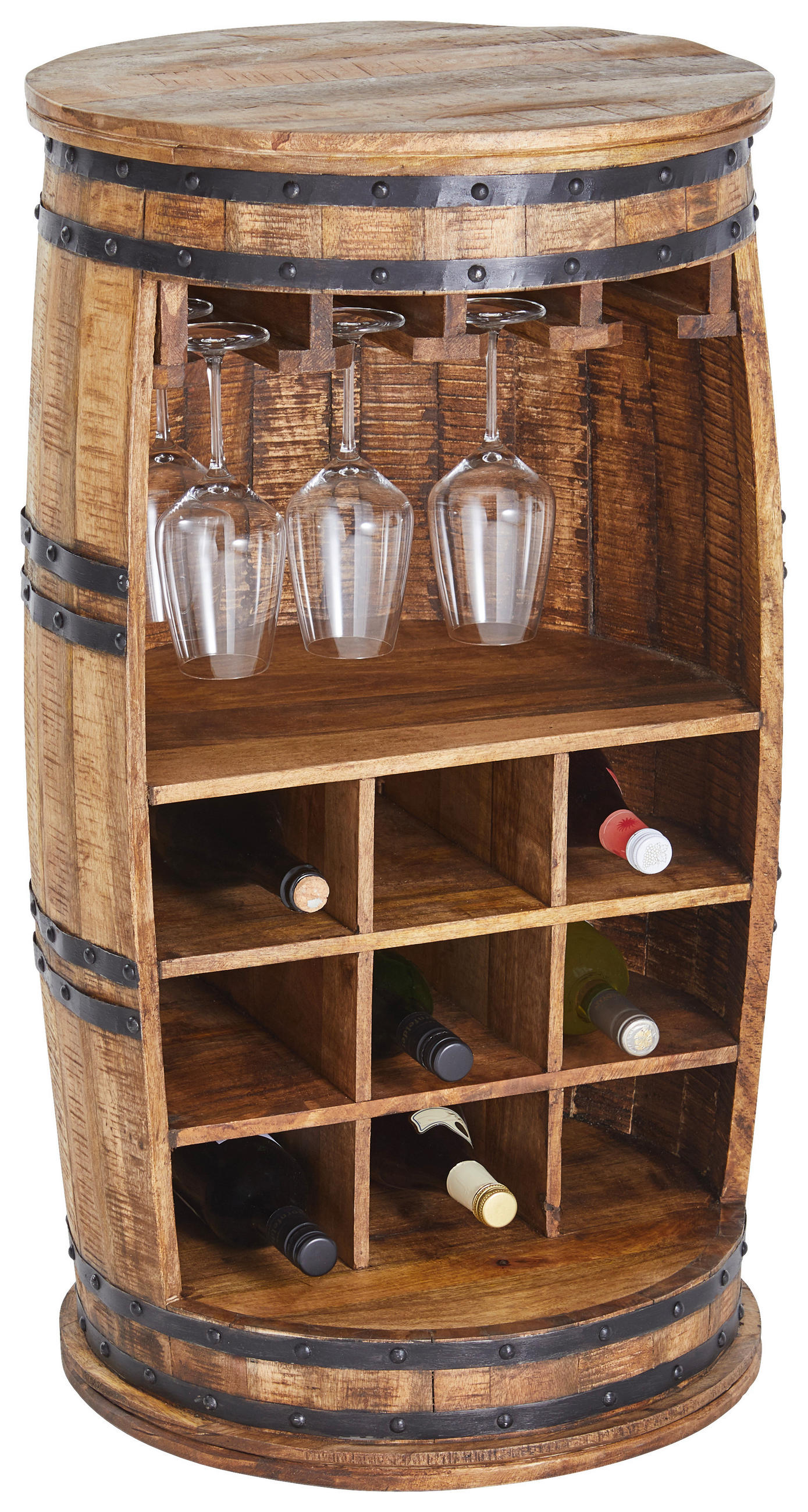 BAR Mangoholz massiv Naturfarben  - Naturfarben, Trend, Holz/Metall (50/90/50cm) - Landscape