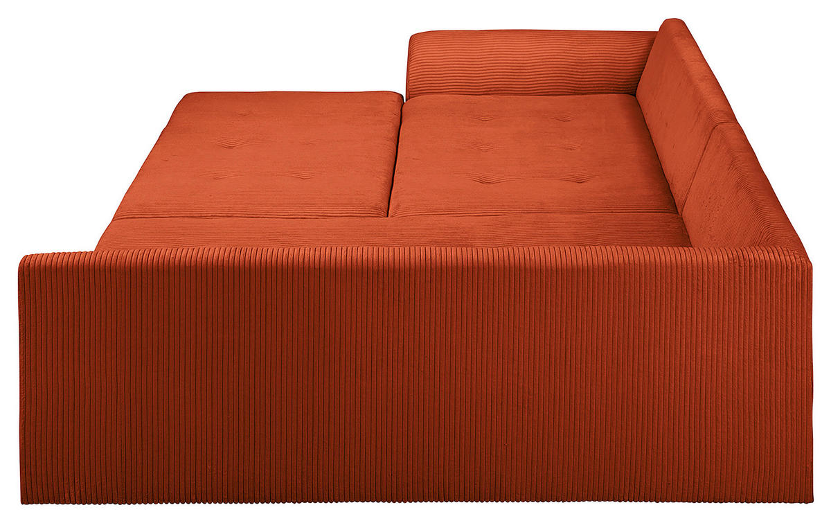 ECKSOFA inkl. Hocker Ariella in Cord Rostfarben  231/161 cm  - Rostfarben/Naturfarben, Design, Holz/Textil (231/161cm) - Livetastic
