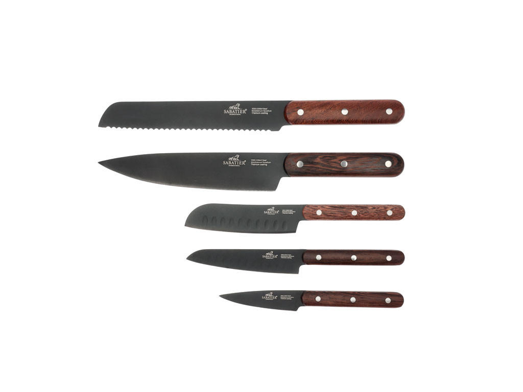KNIVSET  - svart/mörkbrun, Design, metall/trä (26/2,8/38cm)