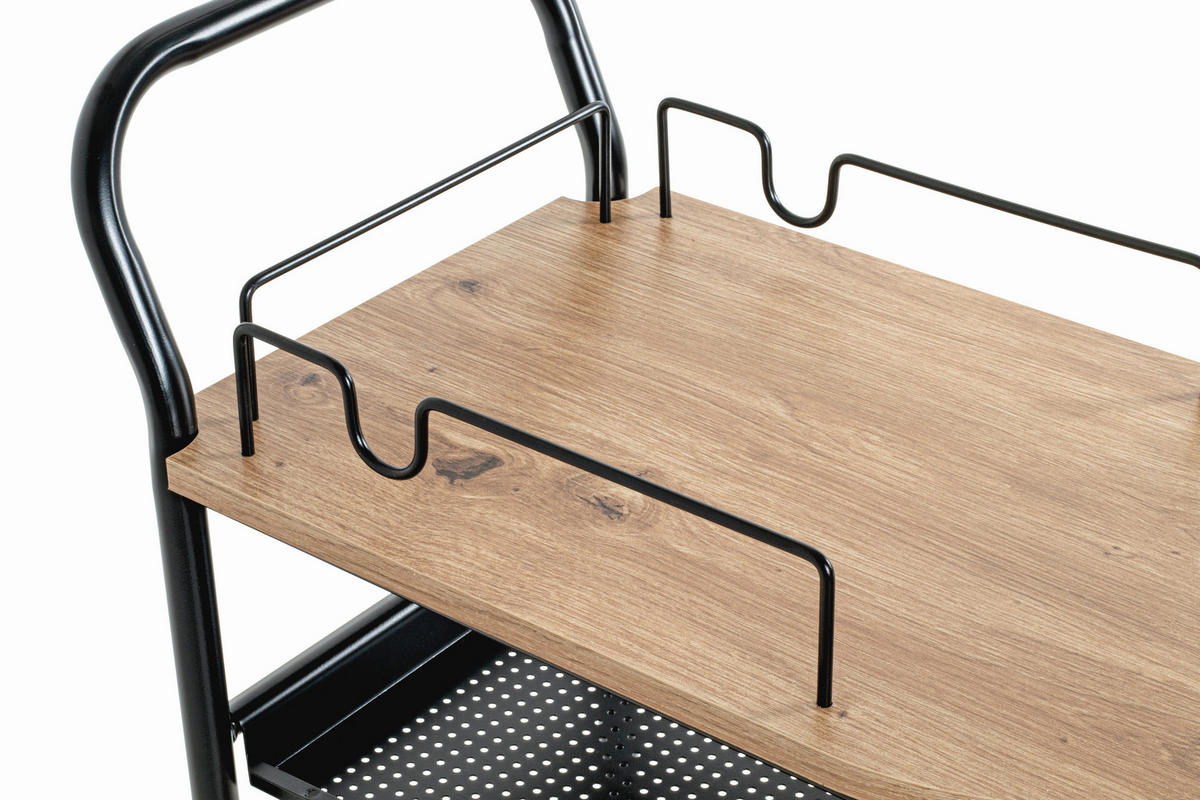 SERVIRNI VOZIČEK     65/35/83 cm         - črna/barve hrasta, Design, kovina/umetna masa (65/35/83cm)