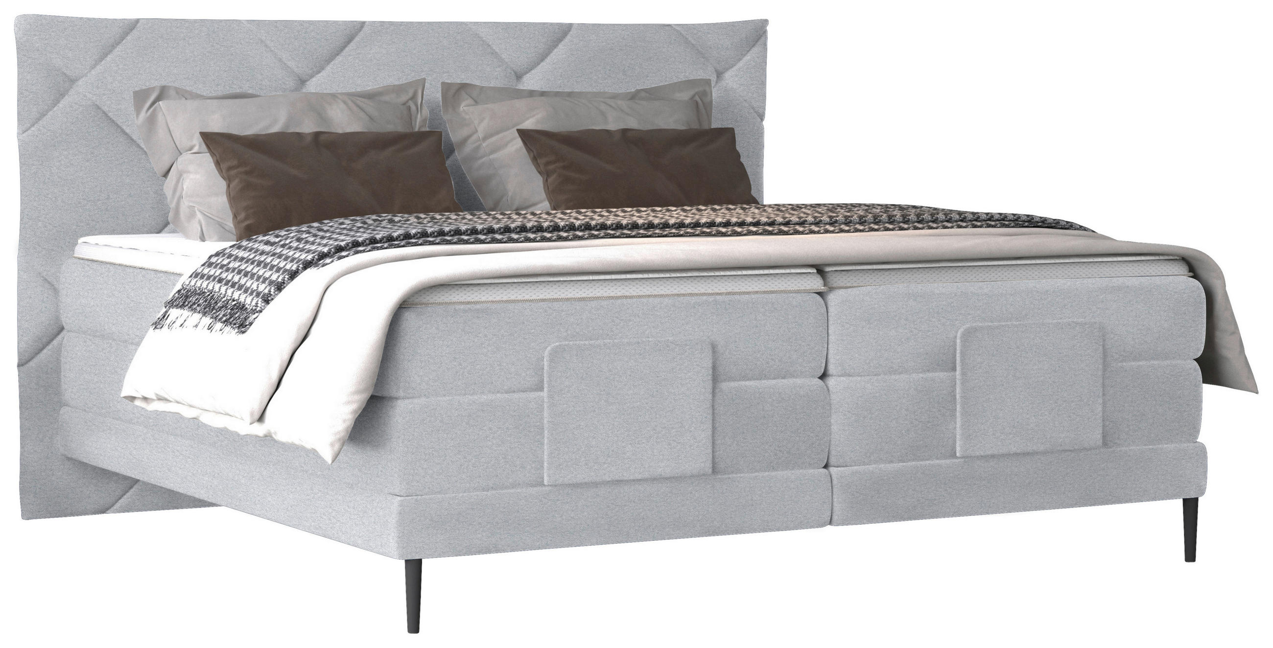 BOXSPRINGBETT 180/200 cm  in Hellgrau  - Hellgrau/Schwarz, Konventionell, Textil/Metall (180/200cm) - Esposa