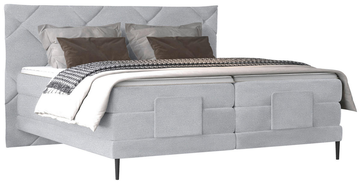BOXSPRINGBETT 180/200 cm  in Hellgrau  - Hellgrau/Schwarz, Konventionell, Textil/Metall (180/200cm) - Esposa
