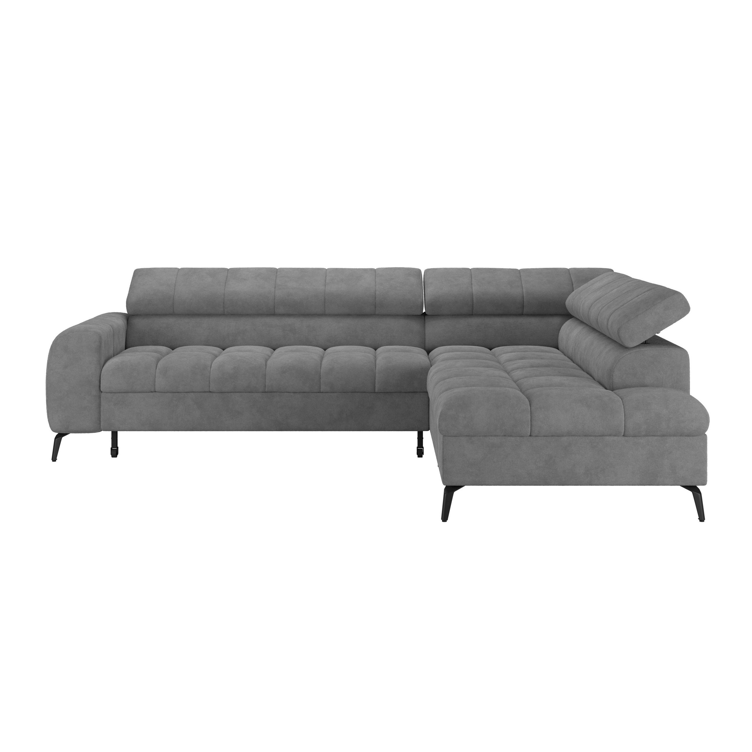 ECKSOFA Graublau  - Graublau/Schwarz, Trend, Kunststoff/Textil (261/203cm) - Livetastic