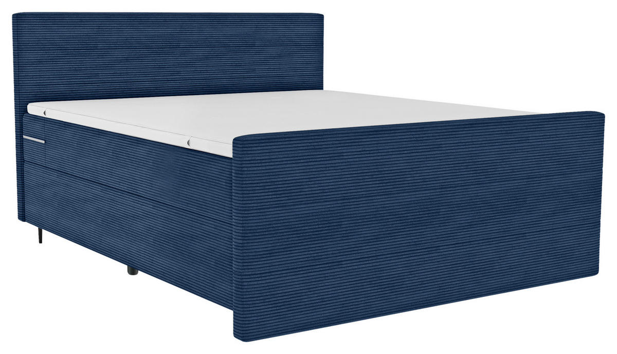 BOXSPRINGBETT 180/200 cm  in Dunkelblau  - Schwarz/Dunkelblau, KONVENTIONELL, Textil/Metall (180/200cm) - Boxxx
