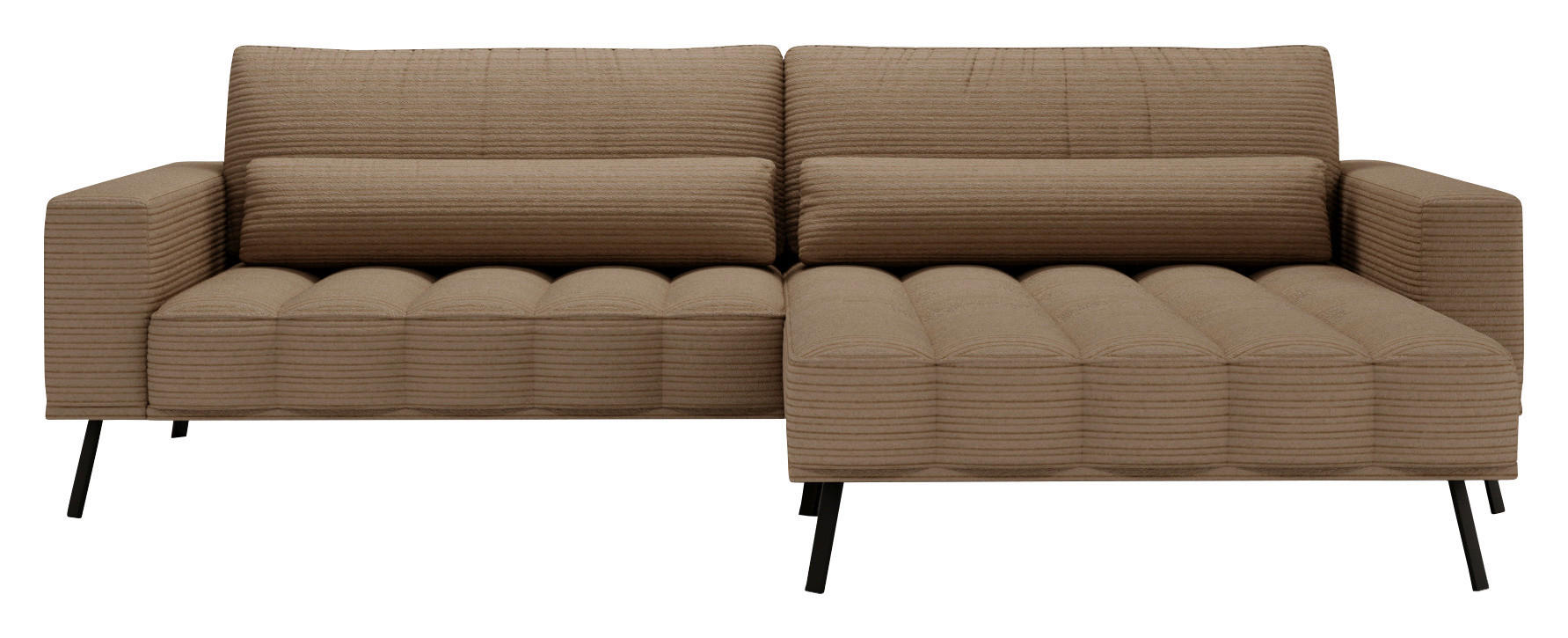 ECKSOFA Braun Cord  - Schwarz/Braun, Design, Textil/Metall (291/204cm) - Lomoco