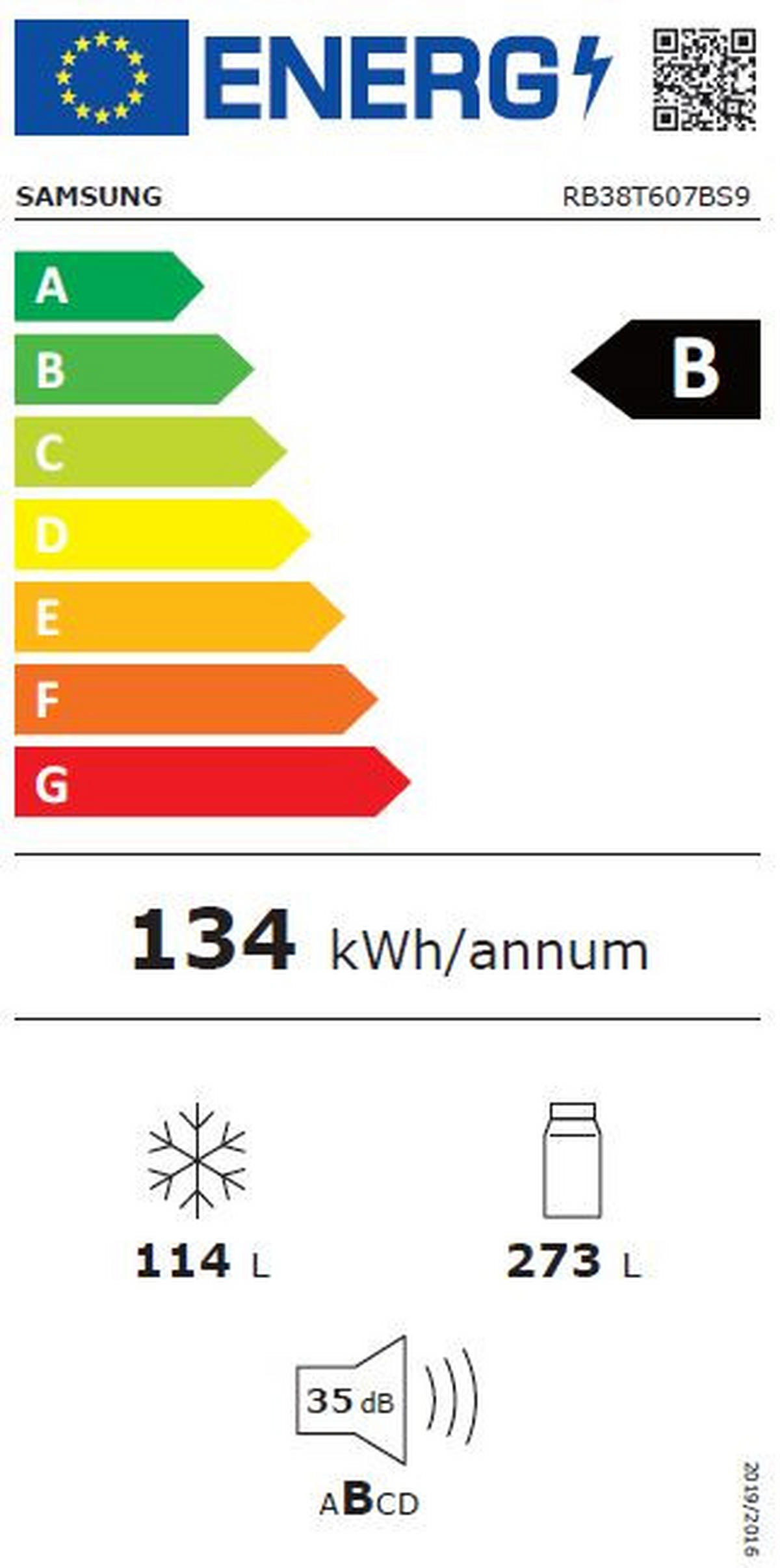 KÜHL-GEFRIER-KOMBINATION RB38T607BS9/EF  - Edelstahlfarben, Basics, Glas/Kunststoff (59,5/203/65,8cm) - Samsung