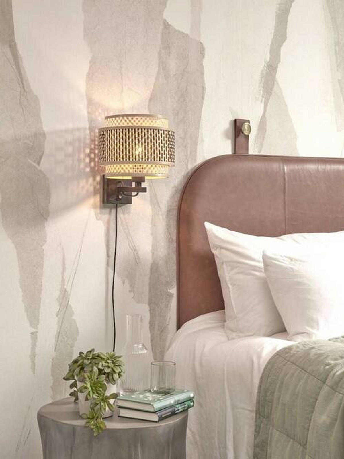 WANDLEUCHTE GOOD&MOJO  25/29/25 cm   - Schwarz/Naturfarben, Trend, Holz (25/29/25cm) - Good & Mojo