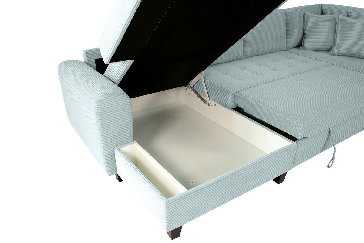 WOHNLANDSCHAFT MORITZ Graugrün Cord  - Graugrün, Trend, Textil (155/324/178cm) - P & B