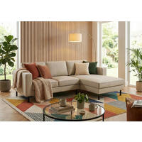 ECKSCHLAFSOFA WATKINS in Struktur Sandfarben  - Sandfarben/Schwarz, MODERN, Textil/Metall (232/161cm) - Trendmanufaktur