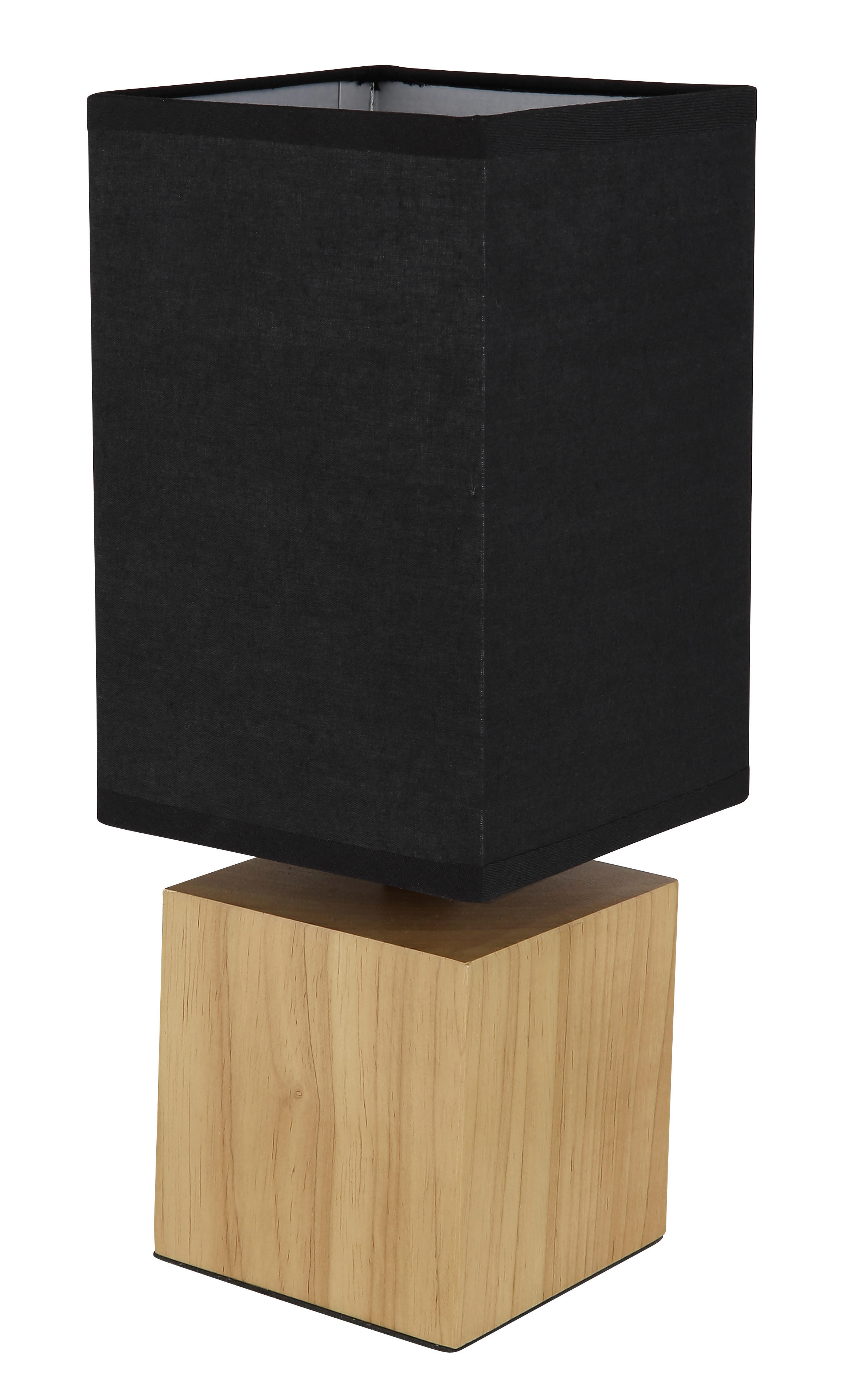 STOLNÍ LAMPA, E27, 12/12/30 cm - černá/přírodní barvy, Design, dřevo/textil (12/12/30cm) - Novel
