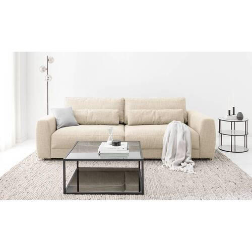 3-SITZER-SOFA Webstoff Beige  - Beige/Schwarz, Design, Kunststoff/Textil (250/80/117cm) - home24