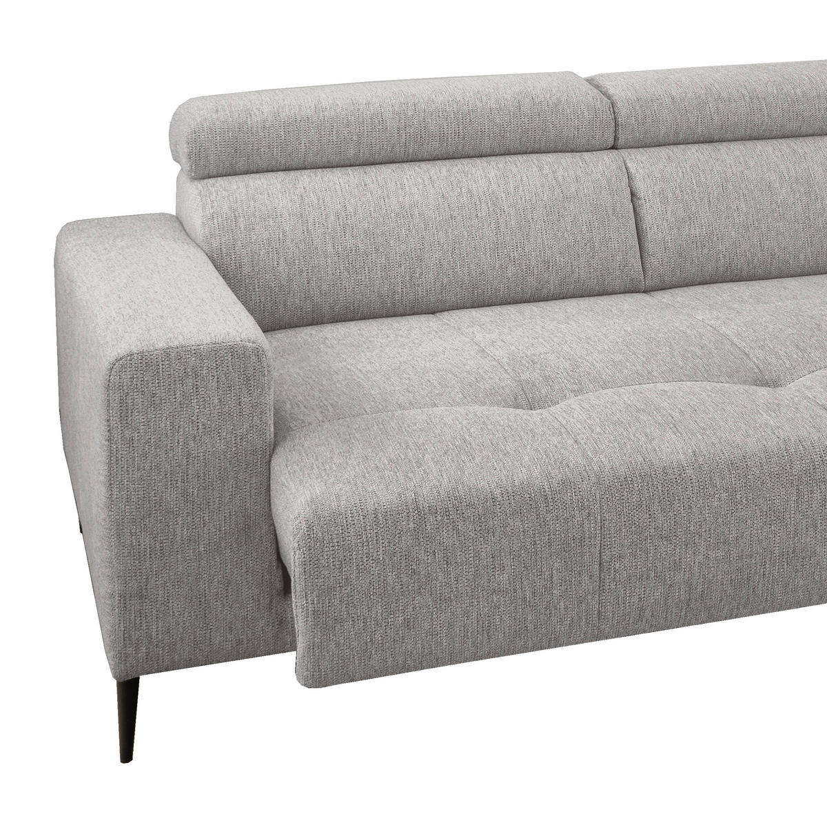 ECKSOFA in Chenille Grau  276/188 cm  - Schwarz/Grau, KONVENTIONELL, Textil/Metall (276/188cm) - Livetastic