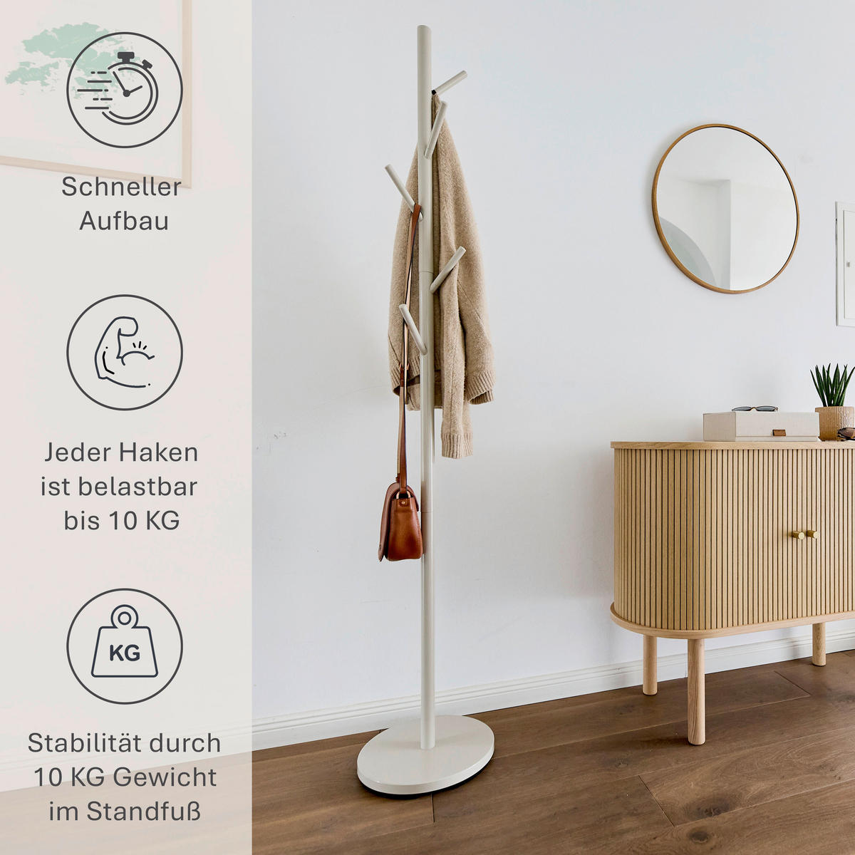 GARDEROBENSTÄNDER in Greige   - Greige, Basics, Metall (30/30/170cm) - LOVE IT STORE IT