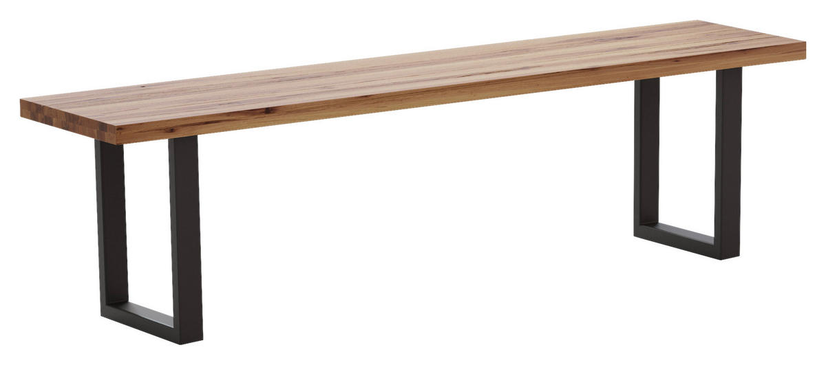 SITZBANK 180/45/40 cm  in Anthrazit, Eichefarben  - Eichefarben/Anthrazit, ROMANTIK / LANDHAUS, Holz/Metall (180/45/40cm) - Waldwelt