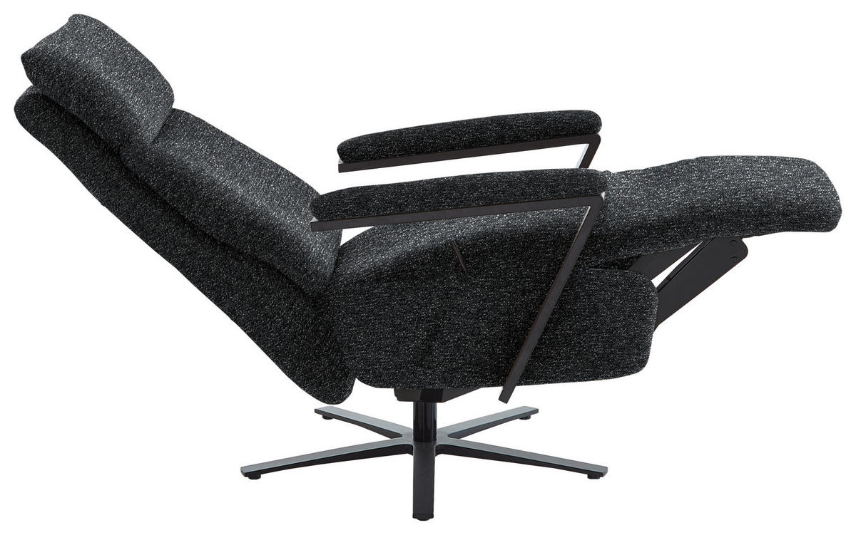 RELAXSESSEL in Textil Graphitfarben  - Schwarz/Graphitfarben, Design, Textil/Metall (68/117/85cm) - Cantus