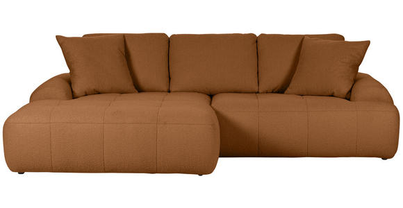 ECKSOFA in Flachgewebe Rostfarben  - Rostfarben/Schwarz, KONVENTIONELL, Kunststoff/Textil (195/286cm) - Carryhome