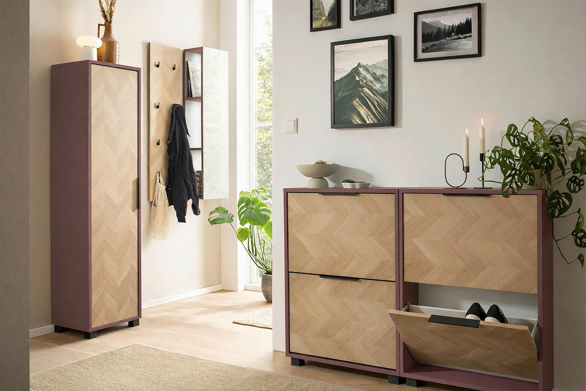 SCHUHKIPPER  in 59,8/85,7/19,55 cm  - Eichefarben/Mauve, Design, Holzwerkstoff/Kunststoff (59,8/85,7/19,55cm) - MID.YOU