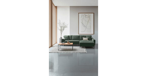 ECKSOFA Waldgrün Cord - Waldgrün/Schwarz, Design, Textil/Metall (283/174cm) - Xora
