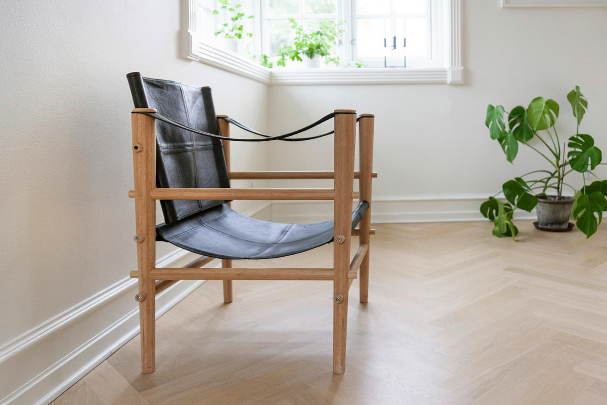 SESSEL in Echtleder Schwarz  - Schwarz/Naturfarben, ROMANTIK / LANDHAUS, Leder/Holz (59/79/61cm) - MID.YOU