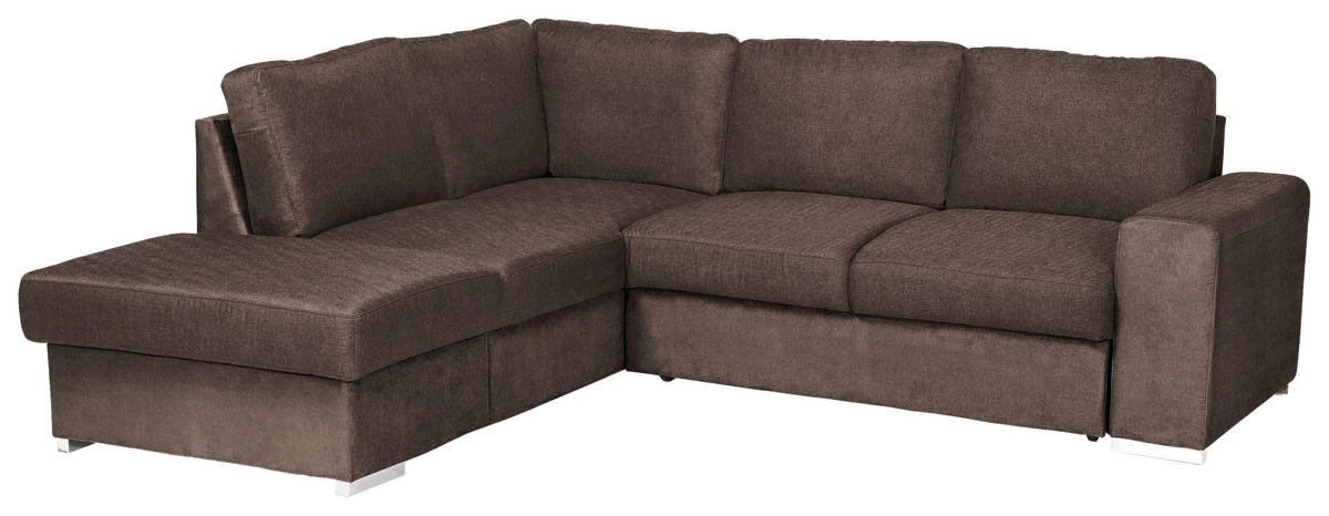 ECKSOFA in Mikrofaser Taupe  - Taupe/Chromfarben, Konventionell, Textil/Metall (213/248cm) - MID.YOU