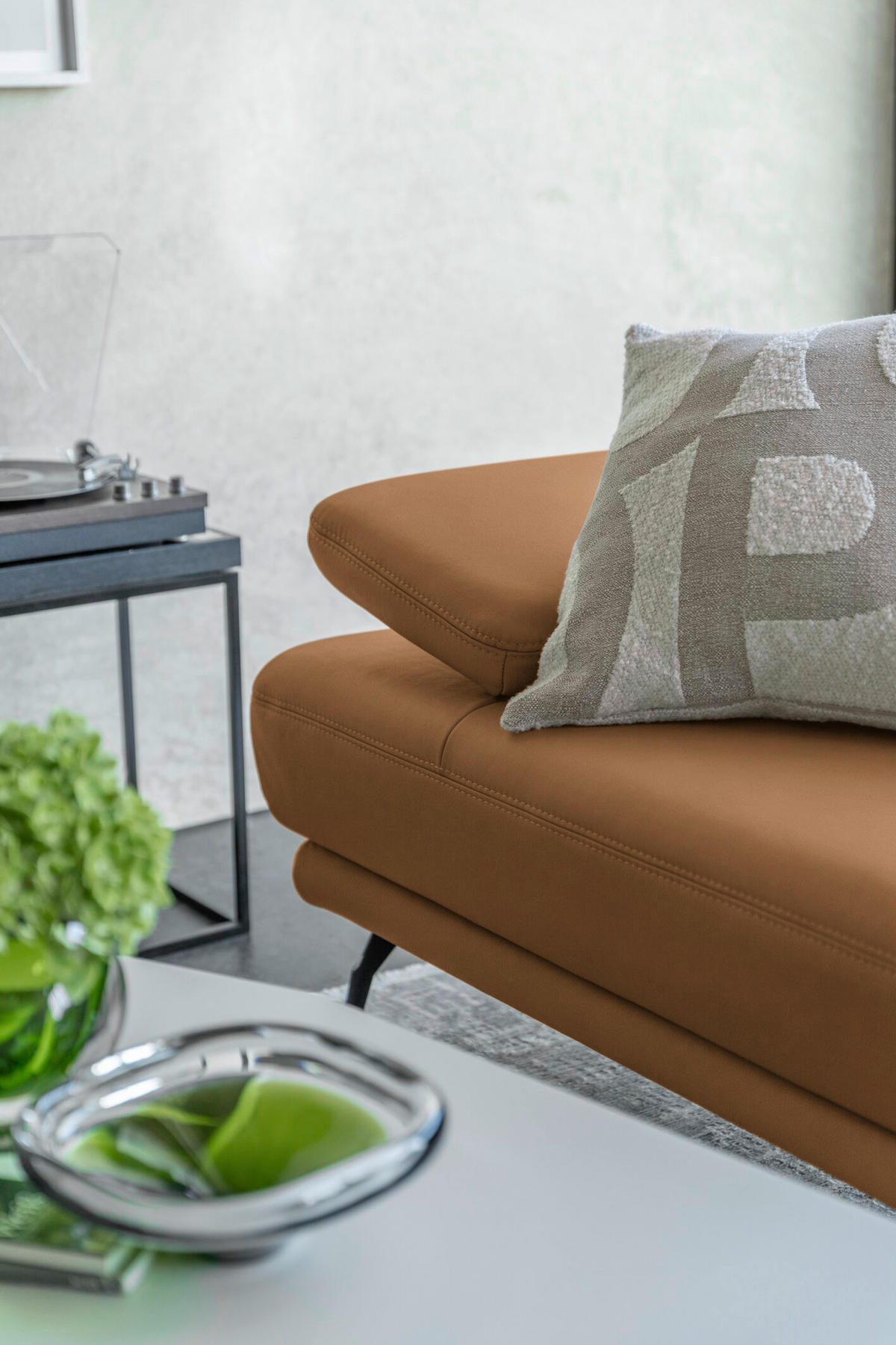 ECKSOFA Echtleder Hellbraun  - Hellbraun/Schwarz, Konventionell, Leder/Metall (180/301cm) - Joop!