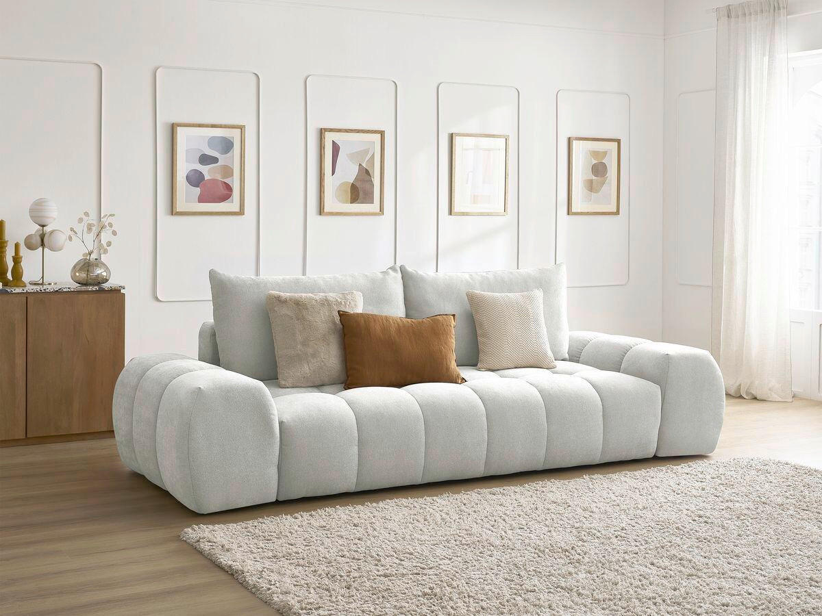 SCHLAFSOFA EVEREST  mit Rücken echt, Armteil links, Armteil rechts Struktur Hellgrau  - Hellgrau/Schwarz, MODERN, Kunststoff/Textil (278/90/115cm)