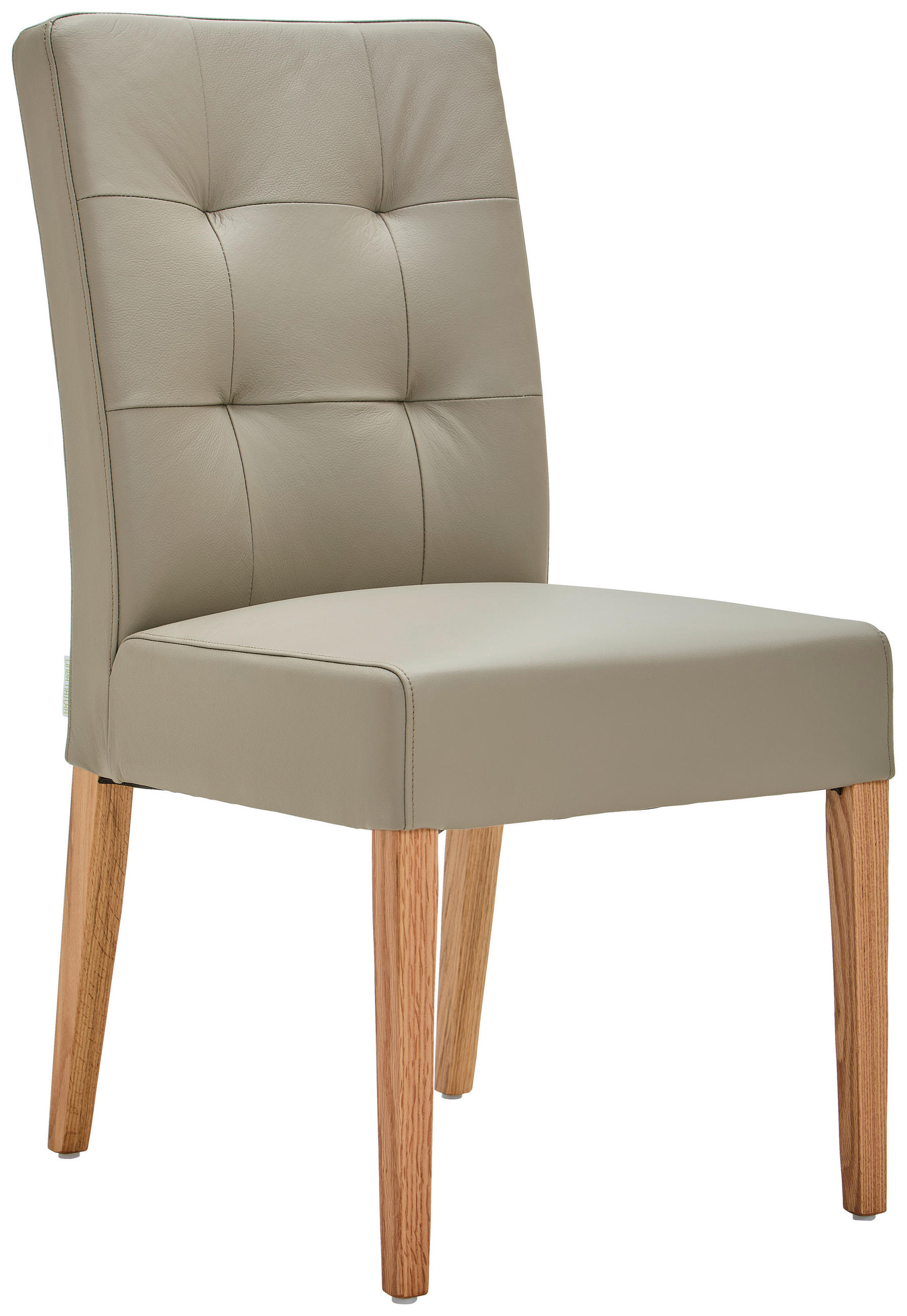 STUHL Echtleder Graubraun Eiche massiv  - Eichefarben/Graubraun, KONVENTIONELL, Leder/Holz (48/94/64cm) - Linea Natura