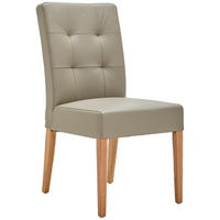 STUHL Echtleder Graubraun Eiche massiv  - Eichefarben/Graubraun, KONVENTIONELL, Leder/Holz (48/94/64cm) - Linea Natura