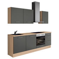 KÜCHENLEERBLOCK 230 cm   Graphitfarben  - Edelstahlfarben/Eichefarben, Design, Holzwerkstoff/Metall (230cm) - Impuls
