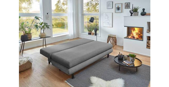 SCHLAFSOFA Cord Grau Rückenkissen, Armlehnenkissen, Bettkasten, Schlaffunktion, Rücken echt, Liegefläche im Originalstoff  - Schwarz/Grau, KONVENTIONELL, Kunststoff/Textil (196/77/92cm) - Carryhome
