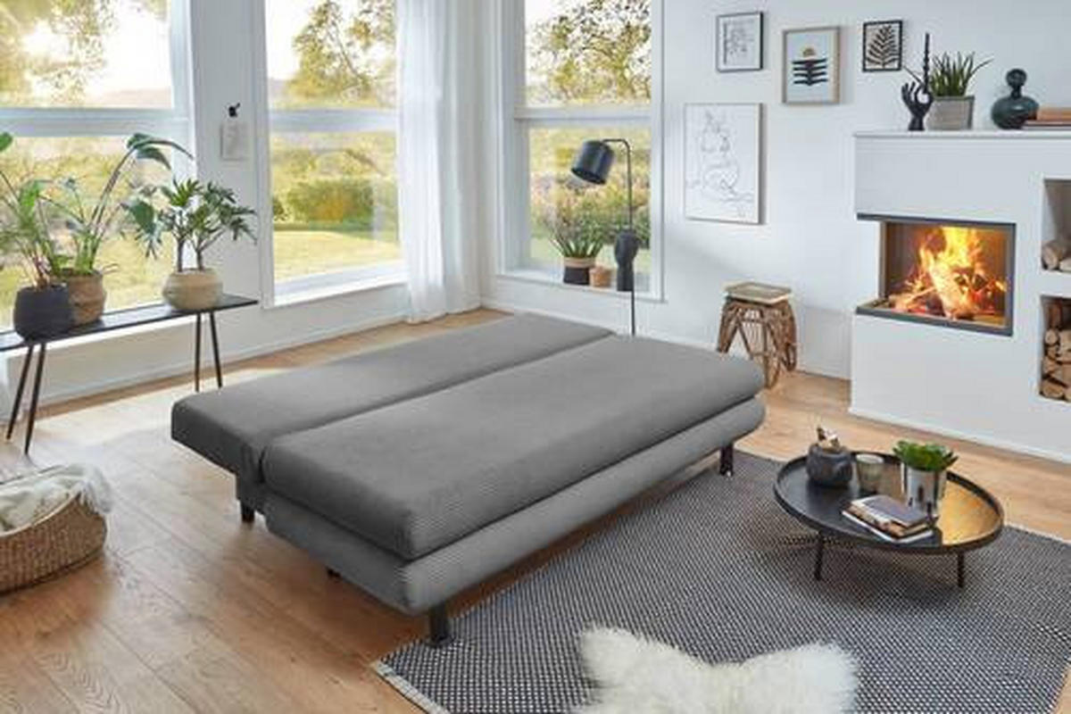 SCHLAFSOFA  mit Cord Grau  - Schwarz/Grau, KONVENTIONELL, Kunststoff/Textil (196/77/92cm) - Carryhome