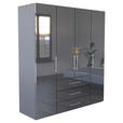 KLEIDERSCHRANK  in Anthrazit, Anthrazit Hochglanz  - Anthrazit/Anthrazit Hochglanz, KONVENTIONELL, Holzwerkstoff/Metall (196/219/59cm) - Carryhome