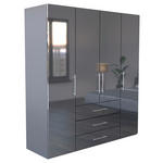 KLEIDERSCHRANK  in Anthrazit, Anthrazit Hochglanz  - Anthrazit/Anthrazit Hochglanz, KONVENTIONELL, Holzwerkstoff/Metall (196/219/59cm) - Carryhome