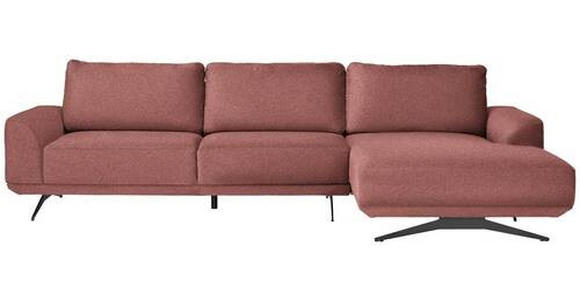 ECKSOFA in Webstoff Rosa  - Schwarz/Rosa, Design, Textil/Metall (320/172cm) - Valnatura