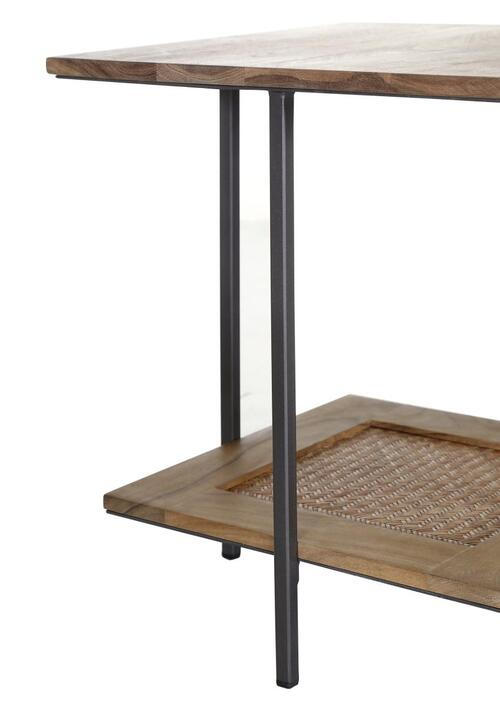 BEISTELLTISCHSET Akazie, Rattan massiv quadratisch Akaziefarben - Anthrazit/Akaziefarben, Trend, Holz/Metall - Carryhome