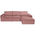 ECKSOFA Rosa Chenille - Schwarz/Rosa, KONVENTIONELL, Kunststoff/Textil (272/168cm) - Carryhome