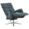 RELAXSESSEL in Leder Blaugrau  - Edelstahlfarben/Blaugrau, Design, Leder/Metall (70/124/85cm) - Cantus