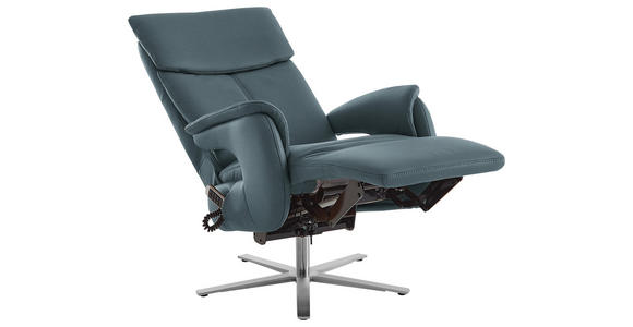 RELAXSESSEL in Leder Blaugrau - Edelstahlfarben/Blaugrau, Design, Leder/Metall (70/124/85cm) - Cantus