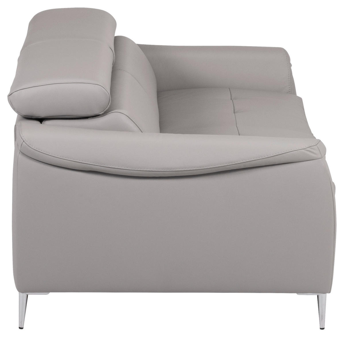 SCHLAFSOFA in Echtleder Hellgrau  - Hellgrau, Design, Leder/Metall (203/77-98/103cm) - MID.YOU